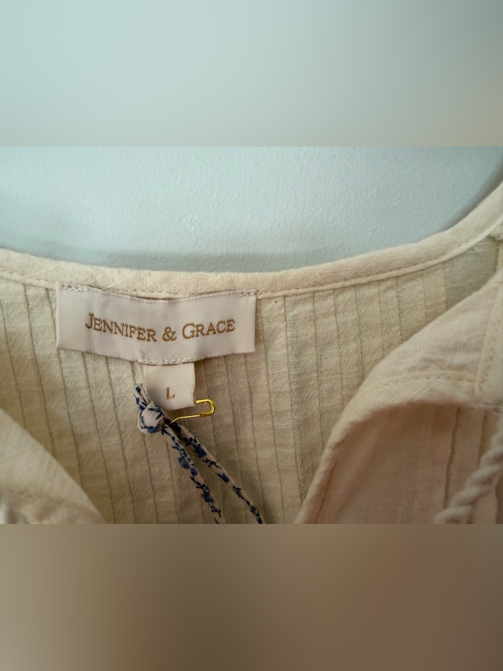 Anthropologie-Inspired Cream Eyelet Lace Pintuck Blouse NWT 🌷Jennifer & Grace - Picture 8 of 9